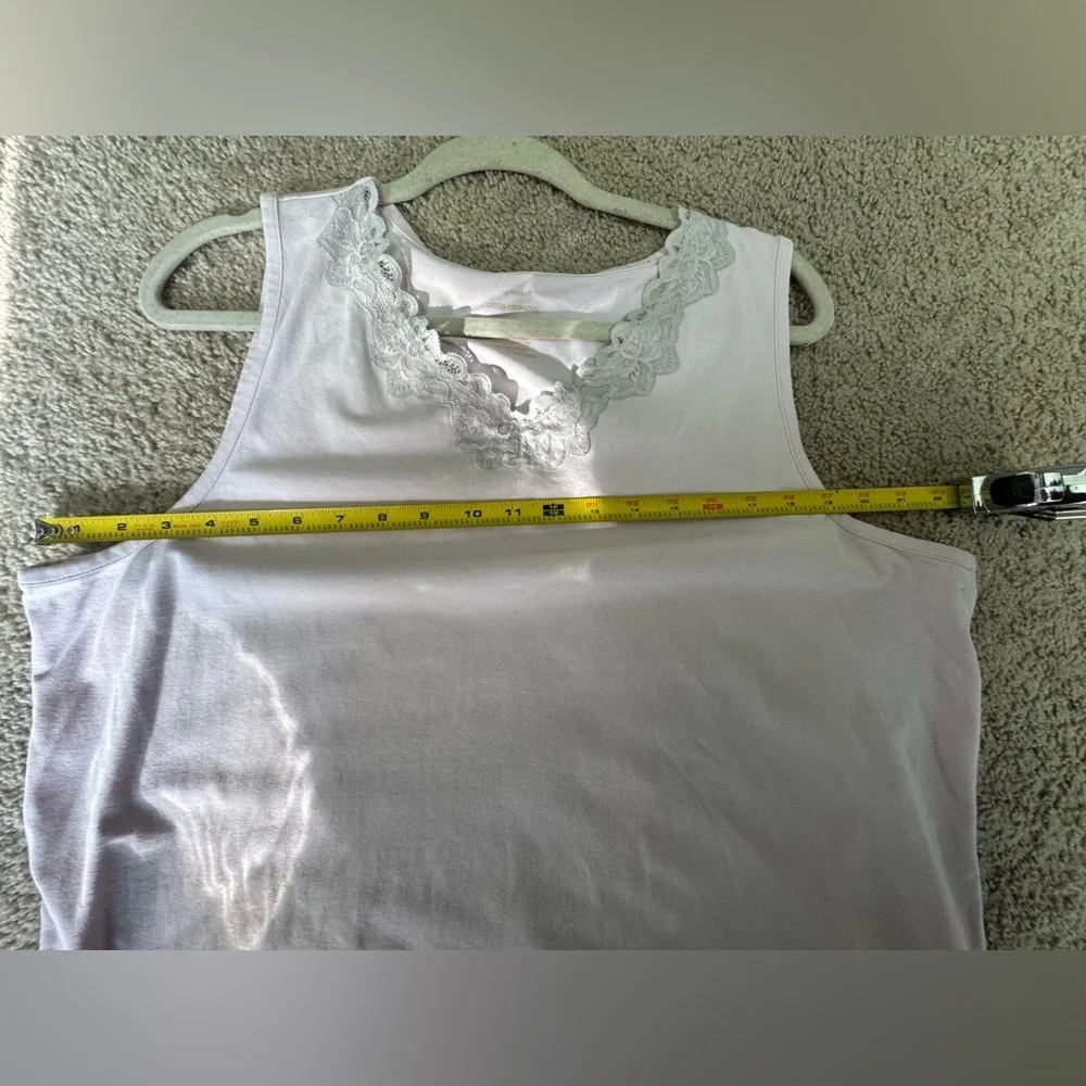 CJ Banks Light Pink Sleeveless Lace-Trim V-Neck Top | Size 1X - Picture 5 of 5